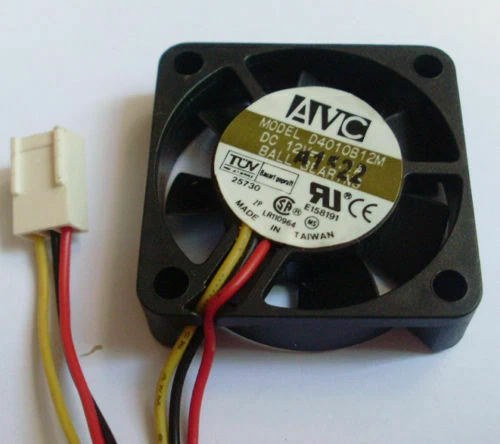 AVC DC Cooling Fan 40x40x10mm D4010B12M 12V 0.1A Ball 3-Pin CPU Fan 3 Wire Leads - Image 1 of 1
