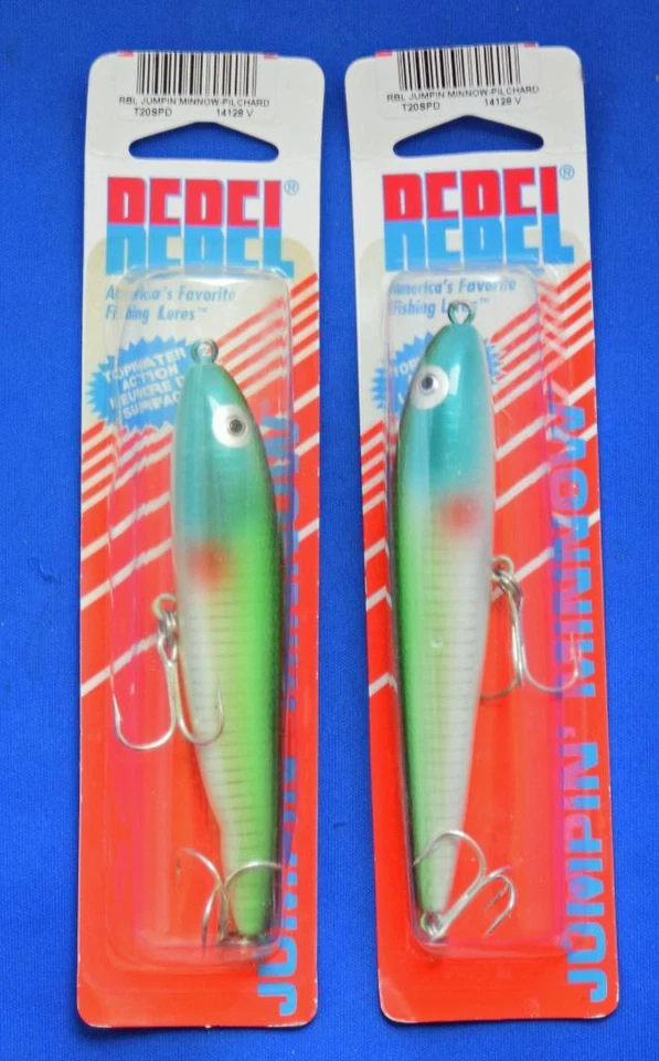 ( 2 ) REBEL JUMPIN MINNOW TOPWATER LURES ( PILCHARD ) - Imagem 1 de 1