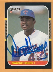 Dwayne Henry Texas Rangers AUTO Firmado 1987 Donruss Middletown Delaware - Imagen 1 de 2