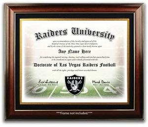 LAS VEGAS RAIDERS NFL Football Fan Certificate / Diploma Man Cave - GIFT FATHERS - Picture 1 of 2