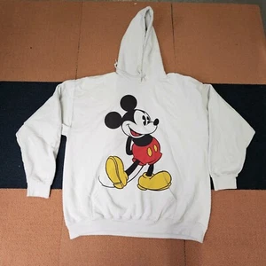 Stained * Disney Parks Mickey Mouse Adult Hoodie Sweatshirt 2XL White XXL L8c - Picture 1 of 13