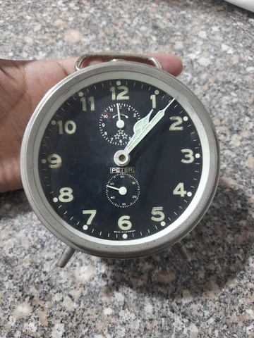 Vintage and rare German PETER Repeat Alarm Large Clock working Cover