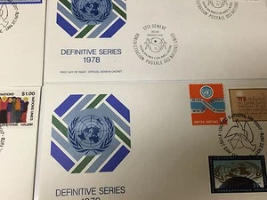 UNITED NATIONS 1978 SERIES FIRST DAY COVER GENEVA CACHETS - Picture 1 of 2