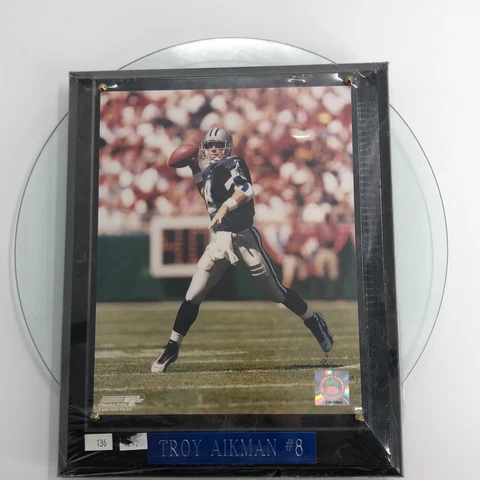 Troy Aikman #8 Dallas Cowboys Photo Plaque NFL Wall Hanging Engraved 10x13 *FLAW Cover