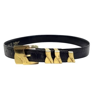 GIANNI VERSACE Cinturón Cuero Negro Tono Dorado Hebilla 550 Ajuste 28 - 32 3cm Ancho ¿De Colección? - Imagen 1 de 17