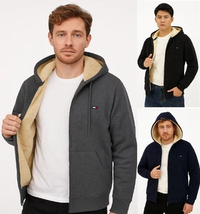 Herren Pelz Fleece Sherpa GEFÜTTERT Dicke Thermo Jacken Kapuze Wattiert Warm Gesteppt - Bild 1 von 5