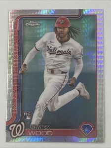 2025 Topps Chrome Baseball JAMES WOOD #132 Rookie Prism Refractor (RC) Nationals - Picture 1 of 6