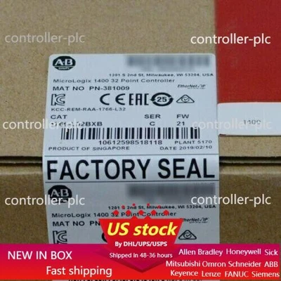 New AB 1766-L32BXB MicroLogix 1400 32 Point Controller 1766L32BXB US Free Tax - Image 1 of 4