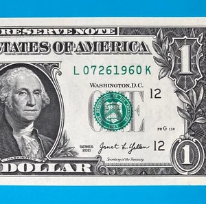 July 26, 1960 (L 07261960 K) BIRTHDAY Note $1 One Dollar Bill *UNC* - Picture 1 of 4