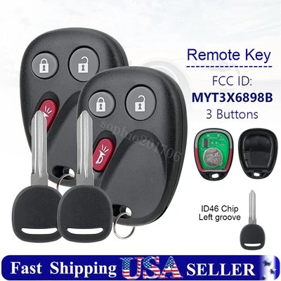 2 Replacement for Buick Rainier Chevy Trailblazer GMC Envoy Remote Key Fob + Key - Image 1 of 4