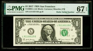 RADAR SERIAL NUMBER 51133115 PMG 67 EPQ SUPERB GEM 2017 $1 Dollar San Francisco - Picture 1 of 2