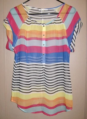 MARIA GABRIELLE миниатюрный женщин очень чистый в полоску блузка; короткий рукав; размер PXL - Изображение 1 из 4