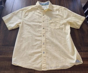 Tommy Bahama Men’s Nova Wave Short Sleeve Button Up Yellow Textured Size M - Picture 1 of 15