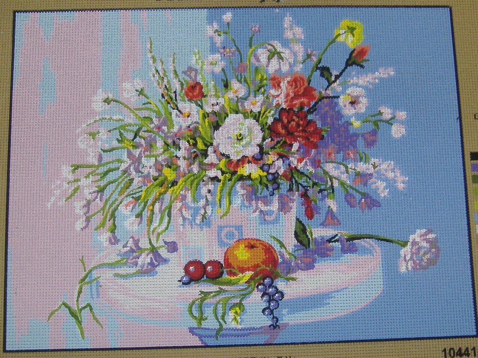 Flowers and Fruit Tapestry Needlepoint Canvas  - Image 1 of 1