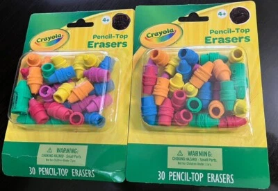 2 New CRAYOLA Pencil-Top Erasers Packs (60 Erasers total) Super Cute - Image 1 of 2