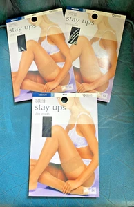 THREE PAIRS M & S  LACE TOP STAY UPS ~ MEDIUM ~COLOUR NAVY ~ 10 DENIER - Picture 1 of 2