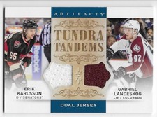 14/15 UD ARTIFACTS TUNDRA TANDEMS JERSEY Erik Karlsson/Gabriel Landeskog #TTKL