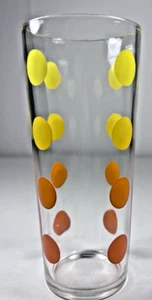 Vaso de vidrio a lunares años 70 naranja amarillo 6,5" de alto - Imagen 1 de 6