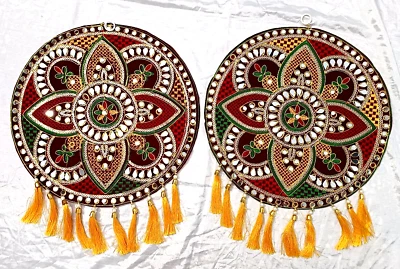 Decoración del Hogar Colgante de Pared Diwali Tapiz Paz Prosperidad Hecho a Mano Juego de 2 Raro Foto 1 de 4