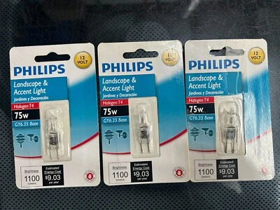 Nuevo paquete de 3 bombillas Philips 75W T4 GY6.35 base acento paisaje bi-pin Foto 1 de 3