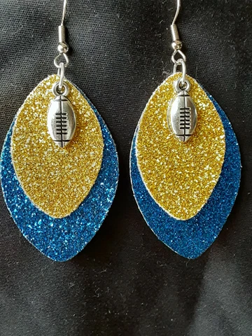 LA Rams *Bling* Glitter Double Sided Faux Leather Earrings Cover