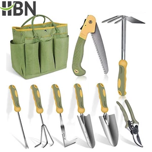 HBN Outdoor Garden Tool Set, 9 Piece Stainless Steel Rust-Proof Heavy Duty Tools - Picture 1 of 8