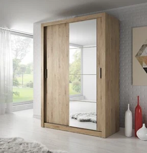 Brand New Modern Bedroom Mirror Sliding Door Wardrobe ARTI 6 120cm Oak Shetland - Picture 1 of 5