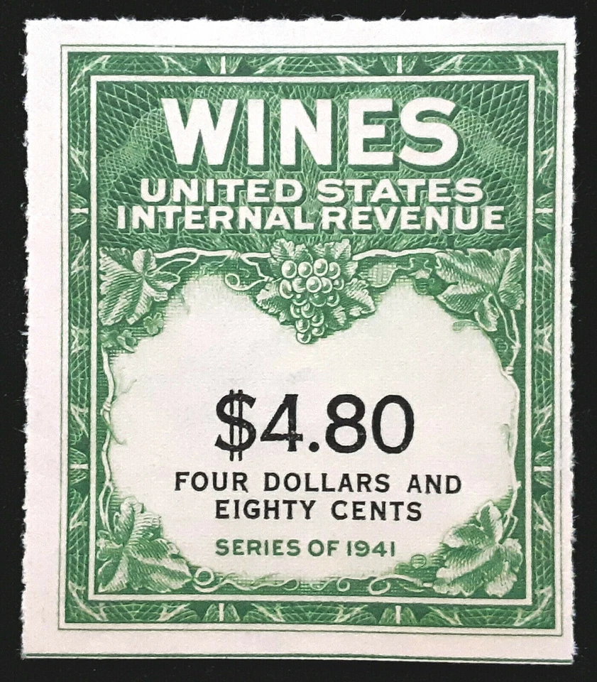 US 1942 $4.80 Wines Revenue Stamp Scott # RE158 MINT NGAI NH - Image 1 of 1