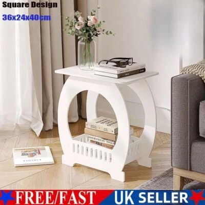 White Bedside Table Cabinet Nightstand Small Side End Table Storage Organizer