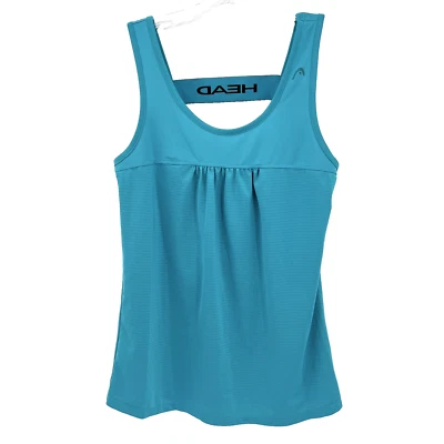 Camiseta sin mangas de tenis HEAD para mujer talla S turquesa a rayas plisada frontal Foto 1 de 4