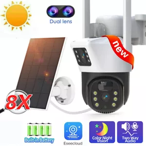 Dual Lens HD 1080P WiFi Solar Camera Wireless Outdoor CCTV PTZ Home Security Cam - Picture 1 of 38