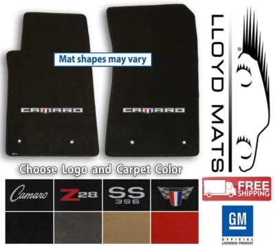 Chevrolet Camaro 2pc Velourtex Carpet Front Row Floor Mats - Choose Color & Logo - Image 1 of 4