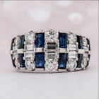 Men's Sapphire Engagement Wedding  Ring 2.6 Ct Simulated Sapphire 14K White Gold