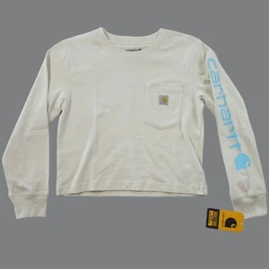 Carhartt Girl's 6 Long Sleeve Logo Graphic Print Pocket T-Shirt - Malt - TK7035 - Picture 1 of 2