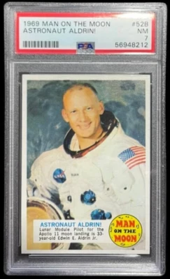 Original-1969 Topps Man on The Moon #52B Astronaut Buzz Aldrin PSA 7 NM-Rare - Image 1 of 4