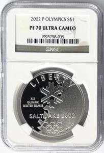 2002 P Salt Lake City Winter Olympics Commemorative Proof Silver Dollar NGC PF70 - Picture 1 of 2