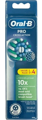 Cabezal de cepillo de dientes de repuesto Oral-B Pro Cross Action 4 unidades - NUEVO Foto 1 de 4