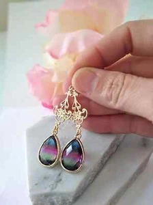 Teardrop Earrings 14k Gold Plated Small, Medium, Large Drop Earrings - Picture 1 of 6