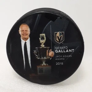 Used Vegas Golden Knights Gerard Gallant Jack Adams Award 2018 VGK Hockey Puck  - Picture 1 of 9