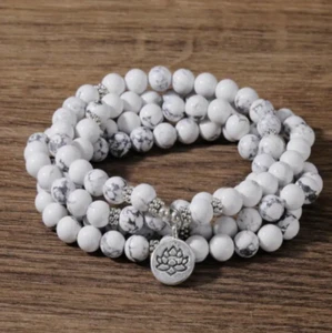 Malakette Armband Mala 108 Perlen Howlith 8mm - Bild 1 von 3