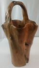 Hand Carved 19" Wood Tree Bowl Decorative Wooden Basket With Handle