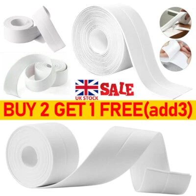 TOP5A-UK 1/2Pack Self-Adhesive Bath Sealant Strip Flexible Waterproof Caulk Seal Tape UK