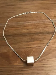 Vintage Monet 3D Cube Silver Toned Necklace 14” - Picture 1 of 6