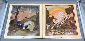 Lot of 2 Michael Hague's Unicorn Calendars 1984 & 1989 Fantasy Art Unused! - Picture 1 of 11