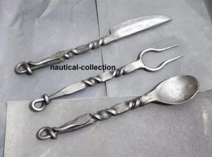 Cutlery Set Iron Spoon Fork Knife Viking Medieval Feastware Feasting Utensils - Picture 1 of 5