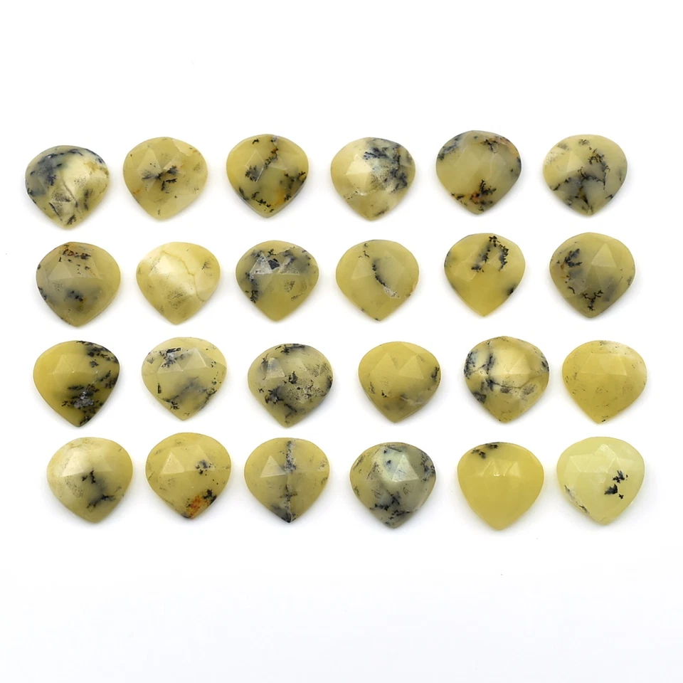 Joyería de piedras preciosas sueltas facetadas de ágata dendrítice de limón natural en forma de corazón Foto 1 de 4