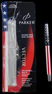 Parker Vector Rollerball Pen Patriotic American Flag Stars & Stripes 2001 No Ink - Picture 1 of 7