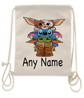 Personalised Baby Yoda Stitch Gizmo Drawstring Bag School PE Football Games bag