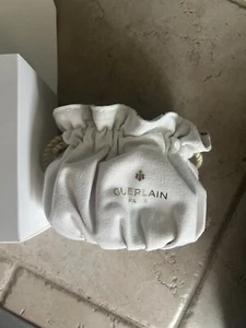 GUERLAIN Makeup Cosmetic Bag cotton ivory white floral drawstring pouch New - Picture 1 of 6