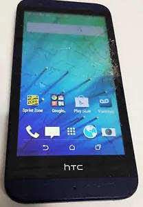 HTC Desire 510 4GLTE Navy Blue Sprint Android Smartphone Cracked Screen - Picture 1 of 7